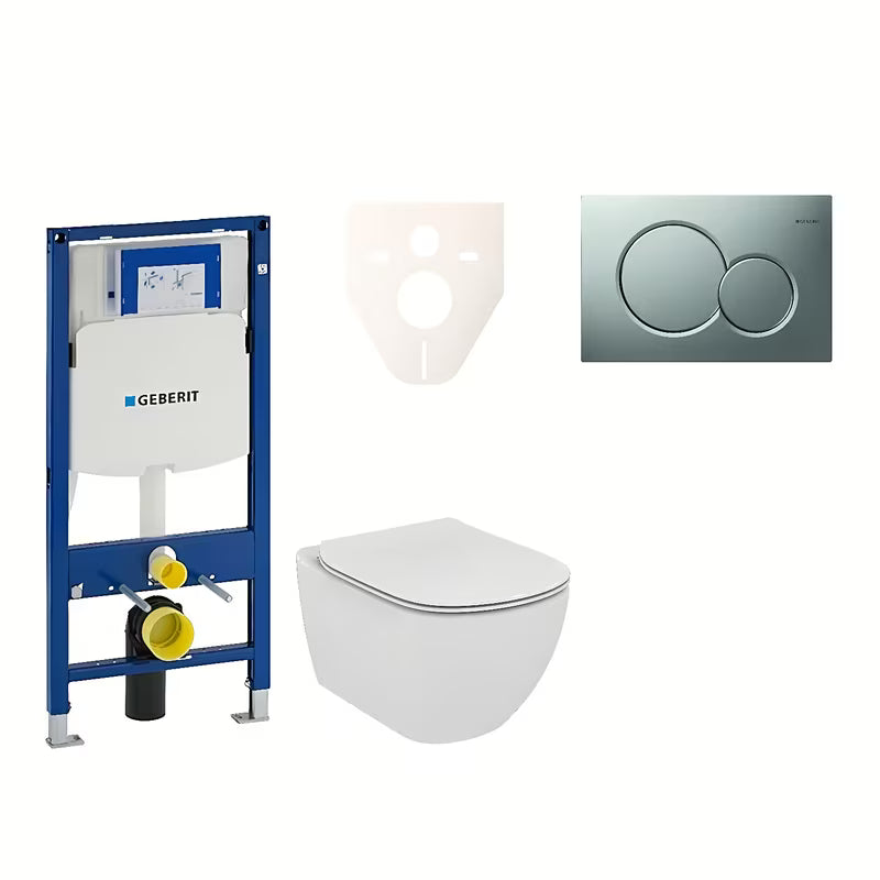 Viseći WC set Ideal Standard Tesi s modulom Geberit Duofix i tipkom Sigma 01 mat krom