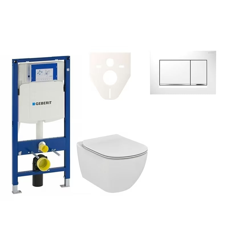 Viseći WC set Ideal Standard Tesi s modulom Geberit Duofix i tipkom Sigma 30 u bijeloj i krom boji