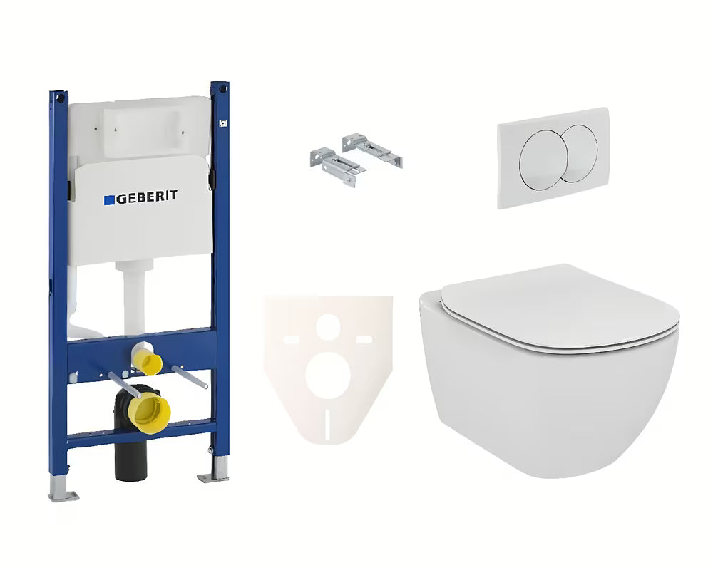 Viseći WC set Ideal Standard Tesi s modulom Geberit Duofix i bijelom tipkom Delta 20