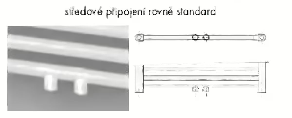 Kombinirani toplovodni radijator Isan u crnoj mat izvedbi sa zaobljenim D profilom i središnjim priključkom 50mm.