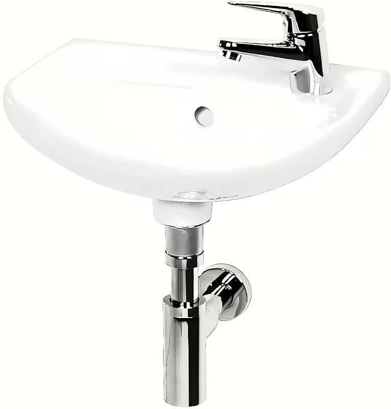 Bijeli keramički mali umivaonik Jika Lyra Plus 40 x 31 cm s preljevom i otvorom pro za slavinu desno