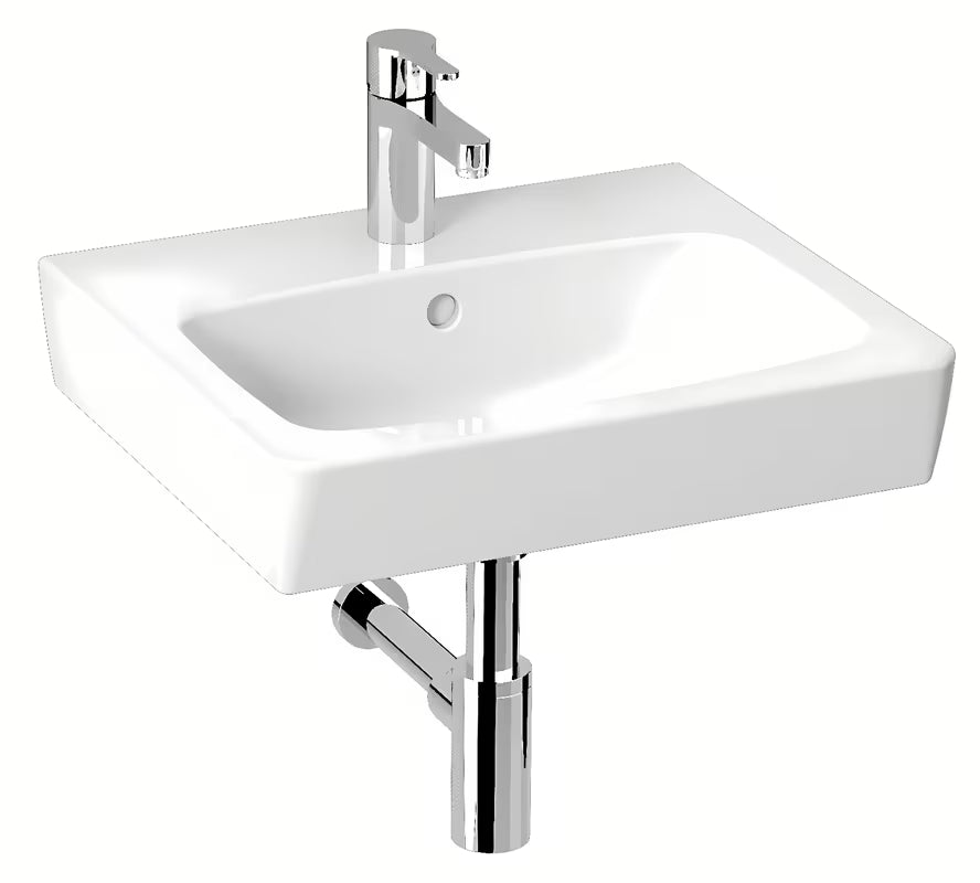 Bijeli keramički umivaonik za kupaonski ormarić Jika Lyra Plus Viva s otvorom pro za slavinu u sredini