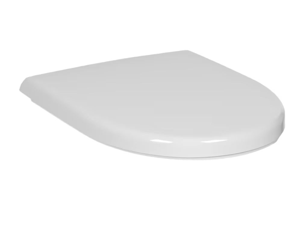 Bijelo WC daska Jika Lyra Plus od termoplasta s plastičnim šarkama pro viseći WC školjku.