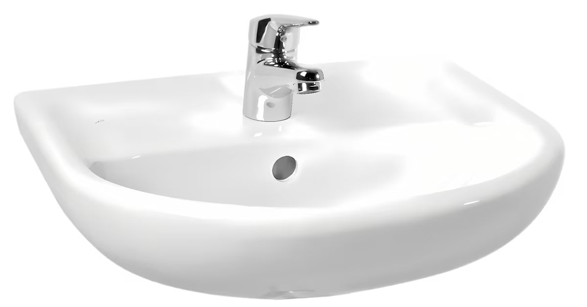 Viseće zaobljeni umivaonik Jika Lyra Plus od bijele keramike s otvorom pro za slavinu u sredini