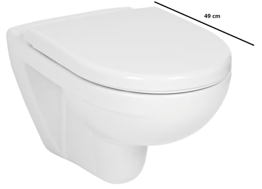 Viseća WC Školjka Jika Lyra Plus od bijele keramike sa štedljivim DualFlush ispiranjem i stražnjim odvodom.