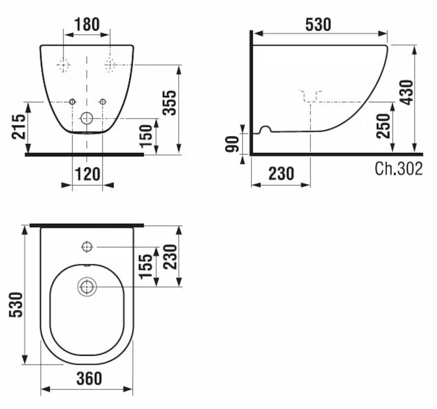 Viseći bide Jika Mio-N u bijeloj boji s otvorom pro za slavinu i unutarnjim dovodom
