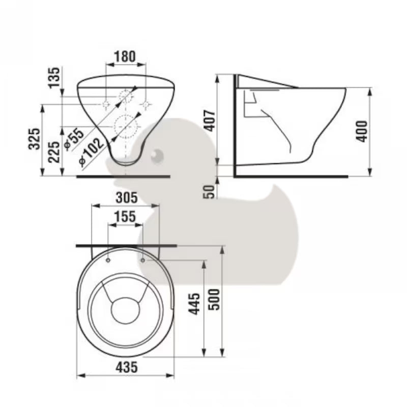 Viseća keramička servisni izljevnik Jika Mira u bijeloj boji s plastičnom rešetkom