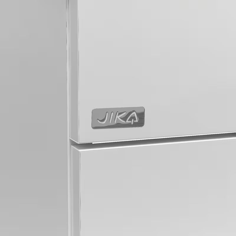 Bijeli viseća ormarić Jika Plan s keramičkim umivaonikom i ladicama s punim izvlačenjem