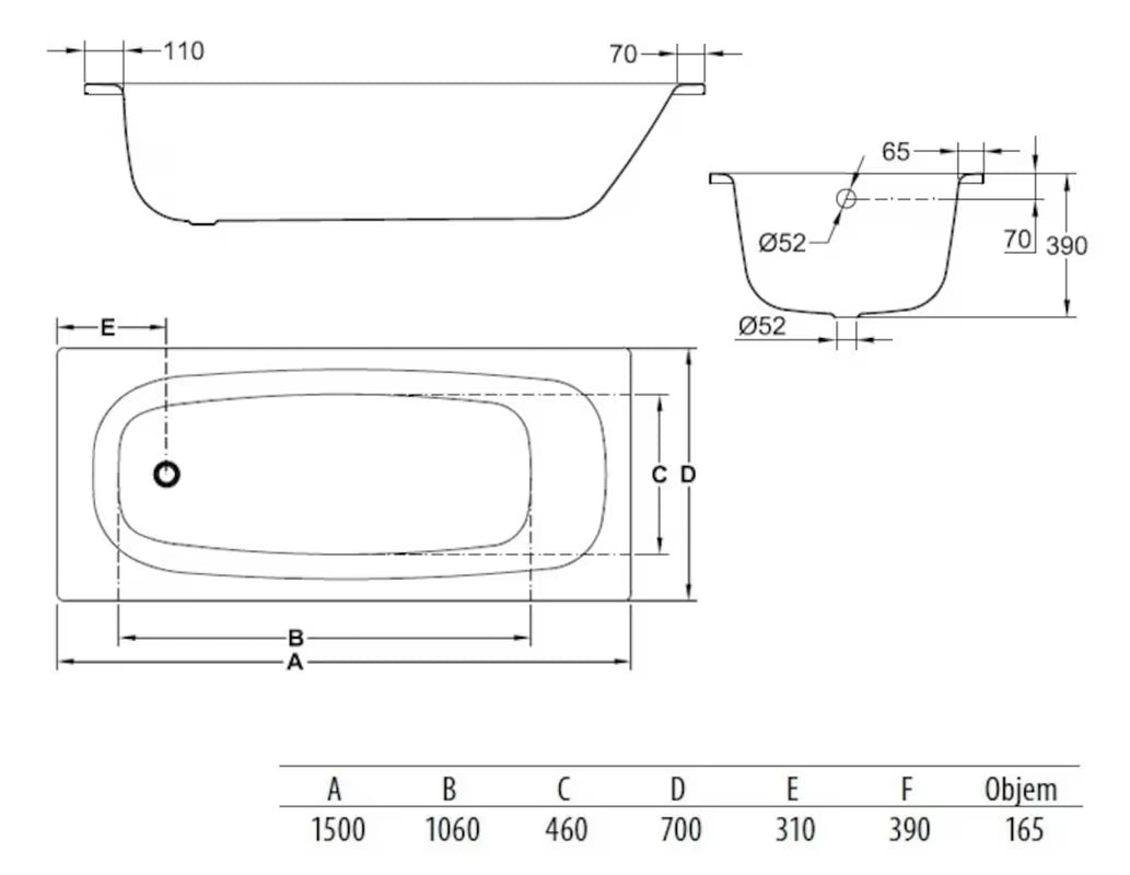 Pravokutna kada Jika Siena Plus 150x70 cm od emajliranog čelika, prikladna za lijevu i desnu orijentaciju