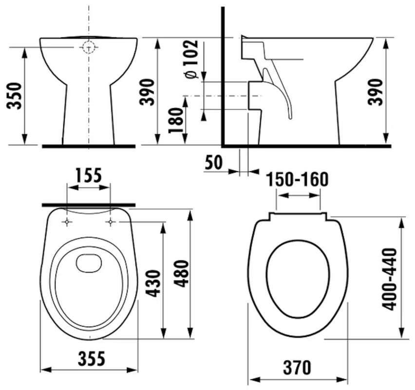 Stojeća WC Školjka Jika Zeta u bijeloj boji s dubokim ispiranjem i vodoravnim odvodom