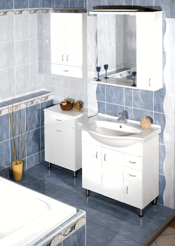 Bijela viseća kupaonski ormarić Keramia Pro za zid s lakiranim vratima