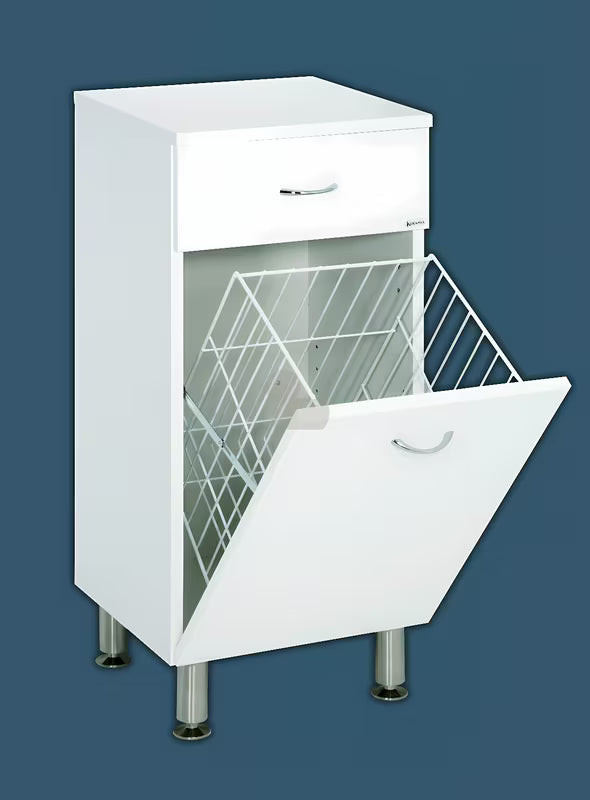 Bijela kupaonski ormarić Keramia Pro s uklonjivom žičanom košarom za rublje