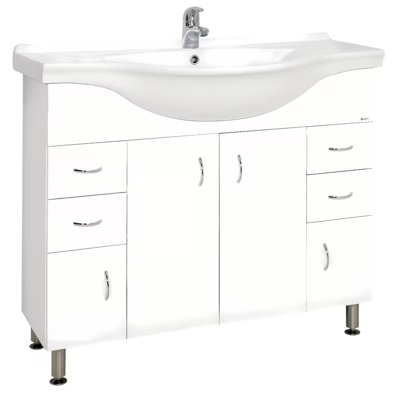 Bijela kupaonski ormarić Keramia Pro s keramičkim umivaonikom