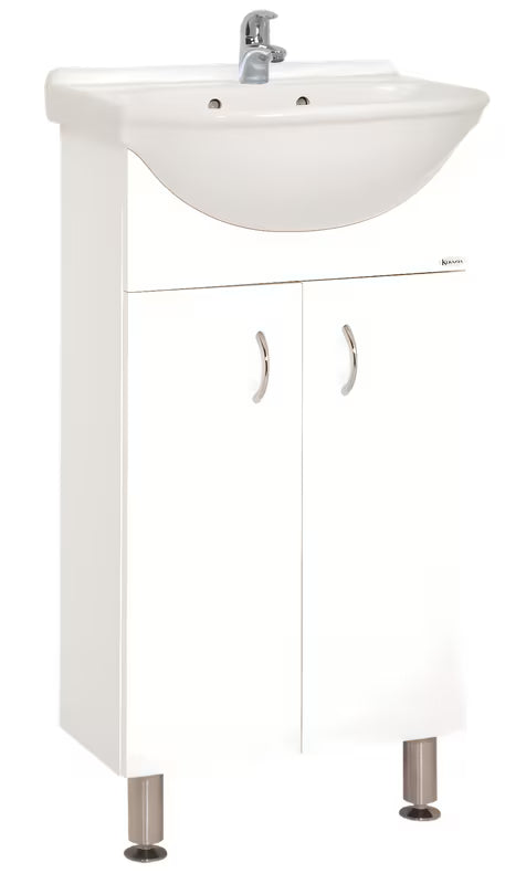 Bijela ormarić s umivaonikom Keramia Pro širine 43 cm, prikladna za manju kupaonicu.