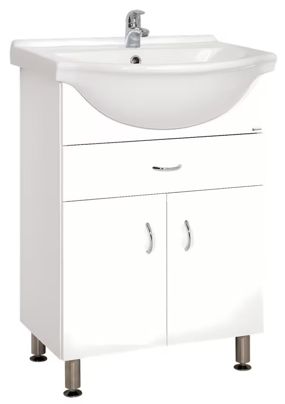 Bijela kupaonski ormarić Keramia Pro s umivaonikom, jednom ladicom i dvoja vrata