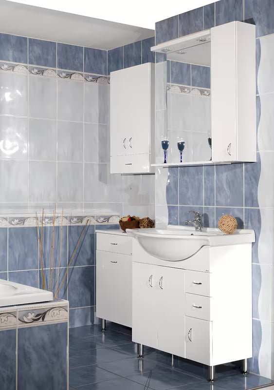 Bijela kupaonski ormarić Keramia Pro s keramičkim umivaonikom