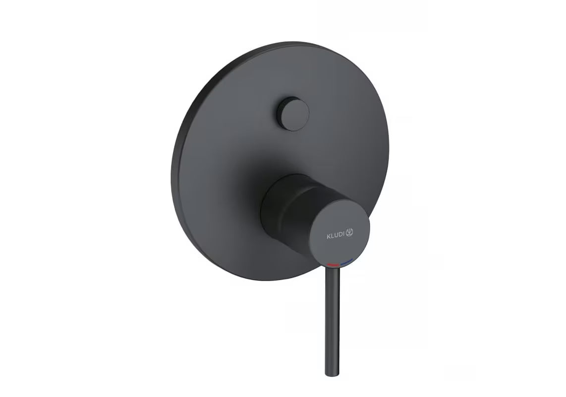 Podžbukna tuš i miješalica za kadu Kludi Bozz u crnoj mat izvedbi s automatskim preklopnikom