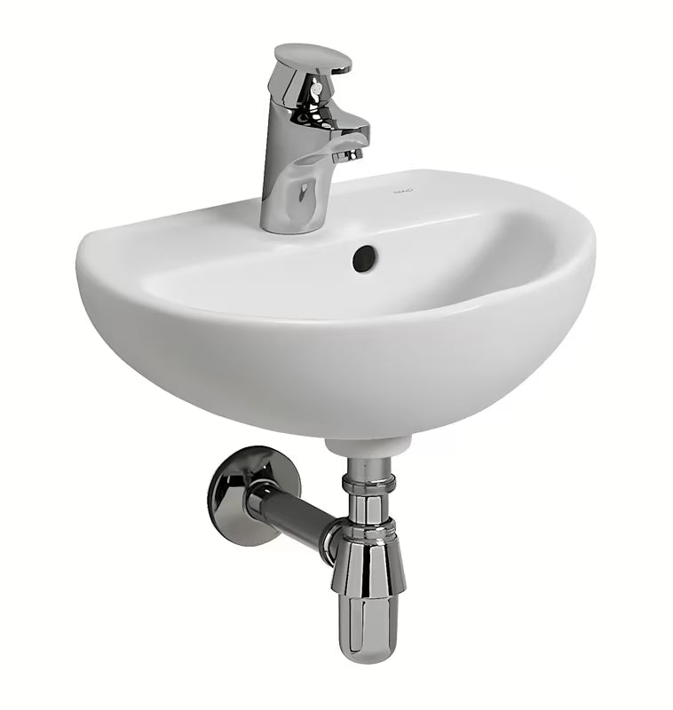 Bijeli keramički mali umivaonik Kolo Rekord 40x33 cm s otvorom za pro slavinu u sredini