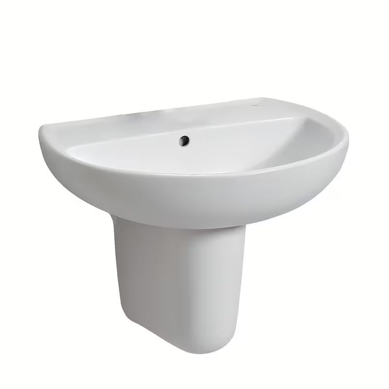 Bijeli ovalni viseći umivaonik Kolo Rekord bez otvora za miješalicu, dimenzije 55x42 cm.