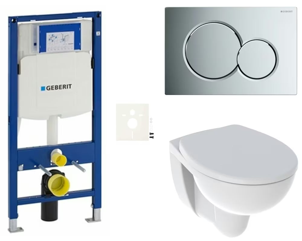 Viseći WC set Kolo Rekord s Rimless WC školjkom bez ruba, sjedalom sa soft Close i modulom Geberit Duofix.