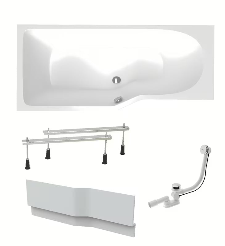 Laguna Beáta Plus lijeva asimetrična akrilna kada 160 x 80 cm s prednjom oblogom