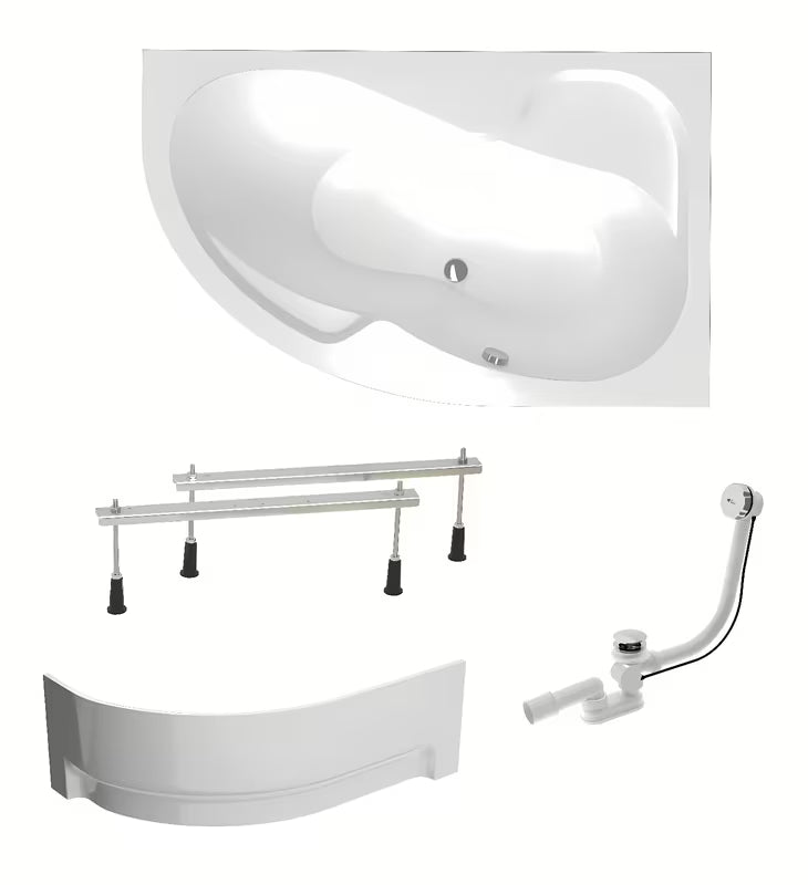 Asimetrična akrilna kada Laguna Fortuna Plus desna 150x100 cm s prednjom i bočnom oblogom