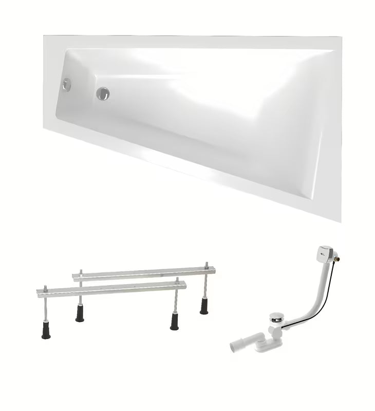 Desna asimetrična akrilna kada Laguna Idea Plus 160 x 100 cm s preljevom