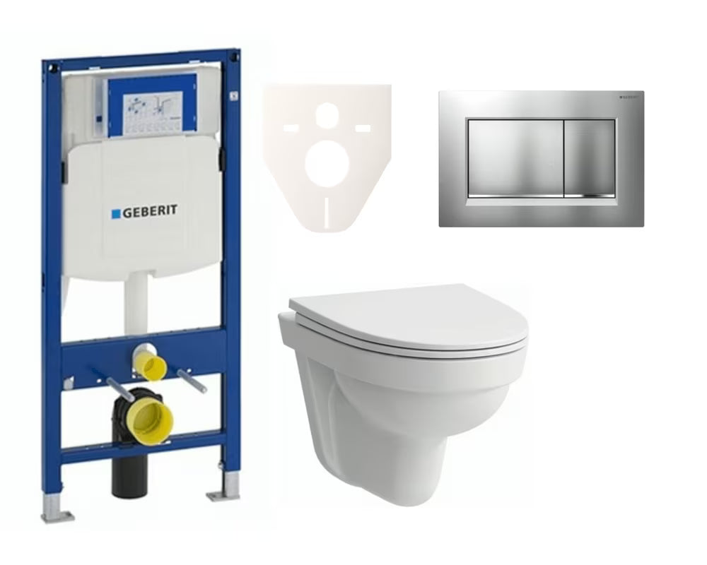 Viseći WC set Laufen Pro Nordic s modulom Geberit Duofix, tipkom za ispiranje u mat kromu i sjedalom soft Close.