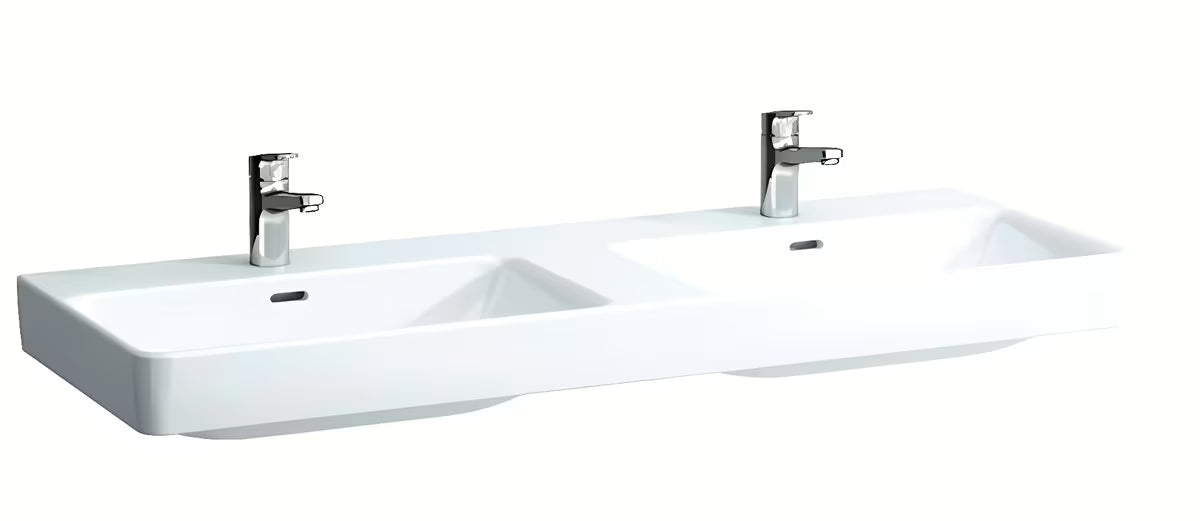 Bijeli keramički dvostruki umivaonik Laufen Pro S 130x46 cm pro za ugradnju u kupaonski namještaj