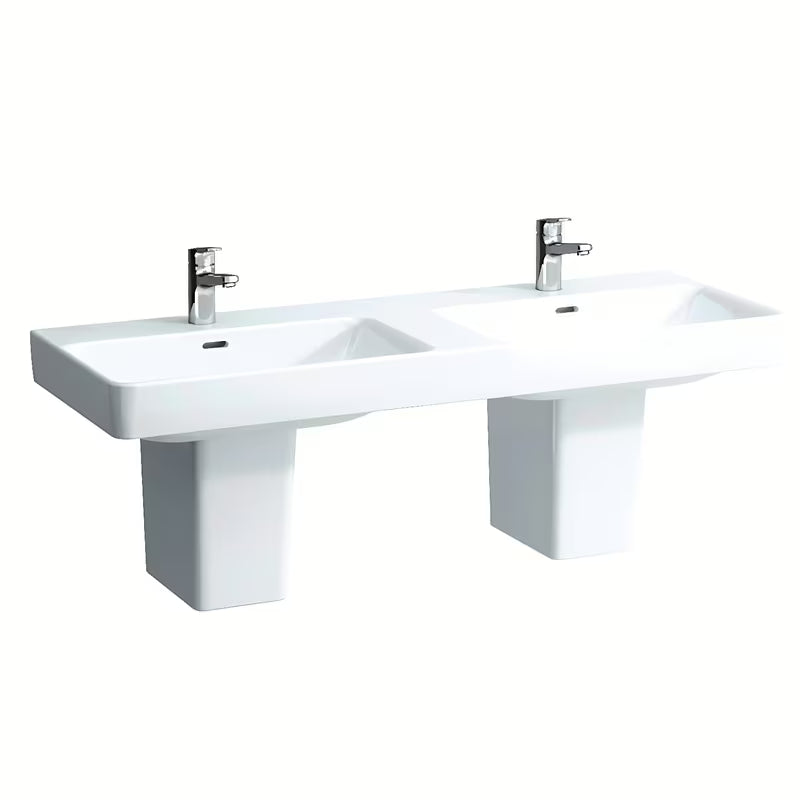Bijeli keramički dvostruki umivaonik Laufen Pro S 130x46 cm pro za ugradnju u kupaonski namještaj