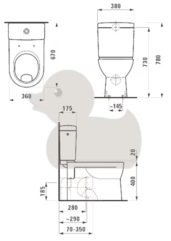 Bijela stojeća WC školjka kombi WC školjka Laufen Pro s ravnim ispiranjem i odvodom Vario