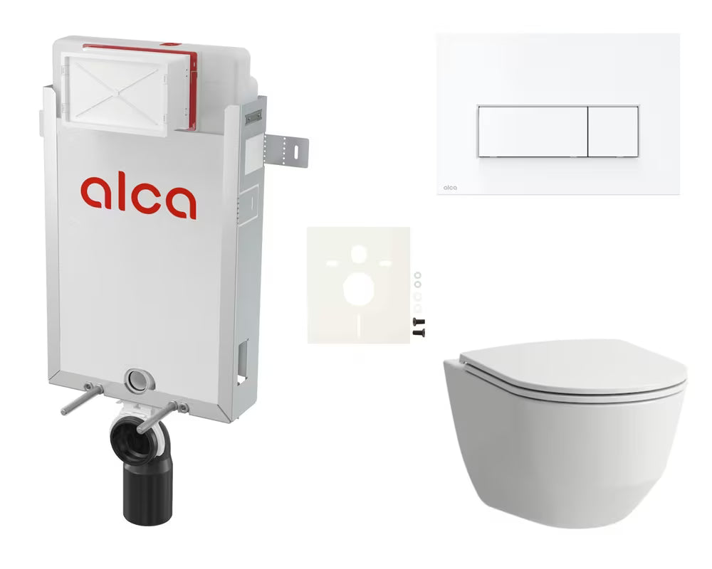Viseći WC set Laufen Pro za ugradnju u zid s vodokotlićem Alca pro za modernu kupaonicu