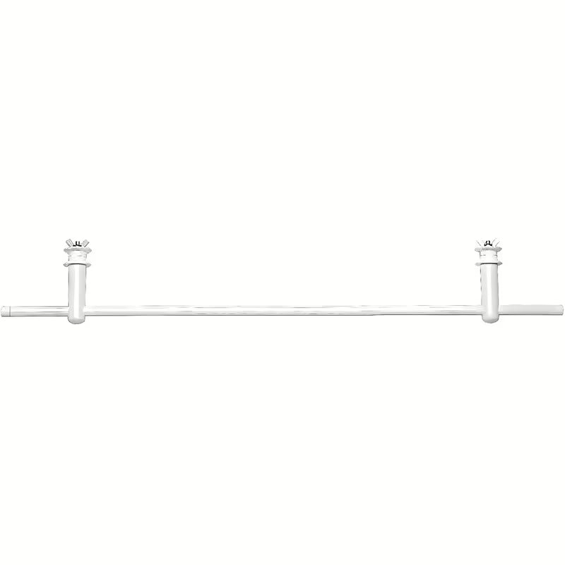 Ravni lakirani bijeli ručka za radijator pro vješanje ručnika, duljina 59 cm i dubina 7,5 cm.