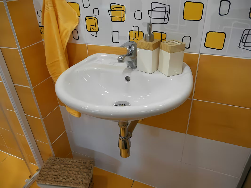 Bijeli viseće keramički umivaonik Multi 50 x 39,5 cm s otvorom pro za slavinu u sredini
