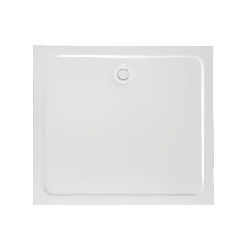 Bijeli dizajnerski sifon za tuš kadu s pokrivnom kapicom, koji ne strši iznad površine kade.