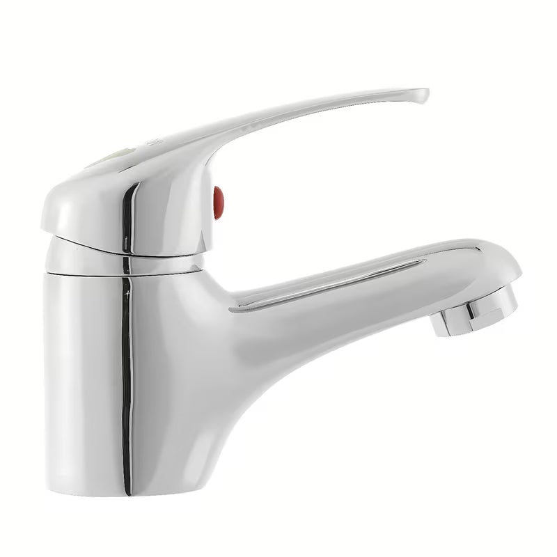 Kromirana jednoručna baterija stojeća miješalica za umivaonik Multi bez odvoda zaobljenog dizajna.