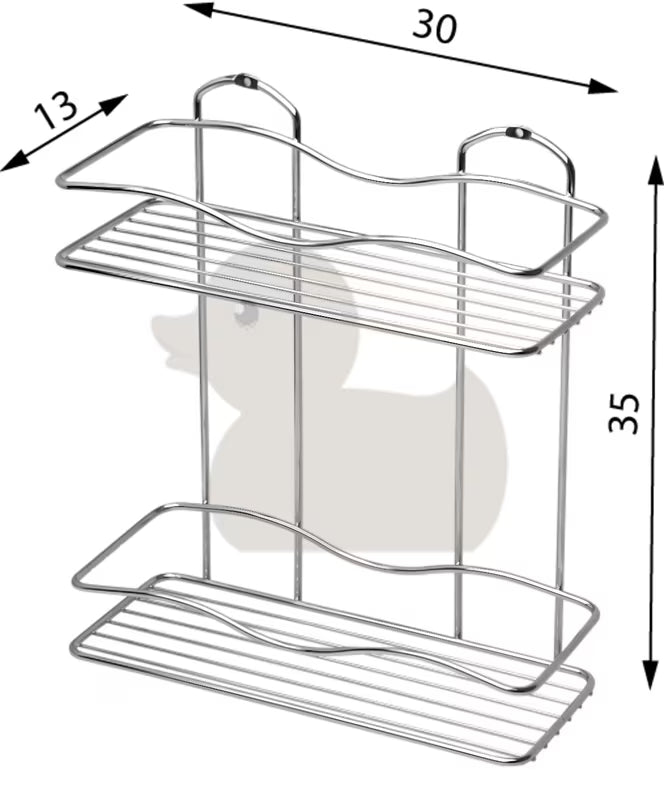 Elegantna zidna dvokatna kromirana polica za kupaonicu, za kozmetiku.