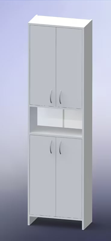 Visoka kupaonski ormarić Multi Praxis od bijelog laminata s dvije police.