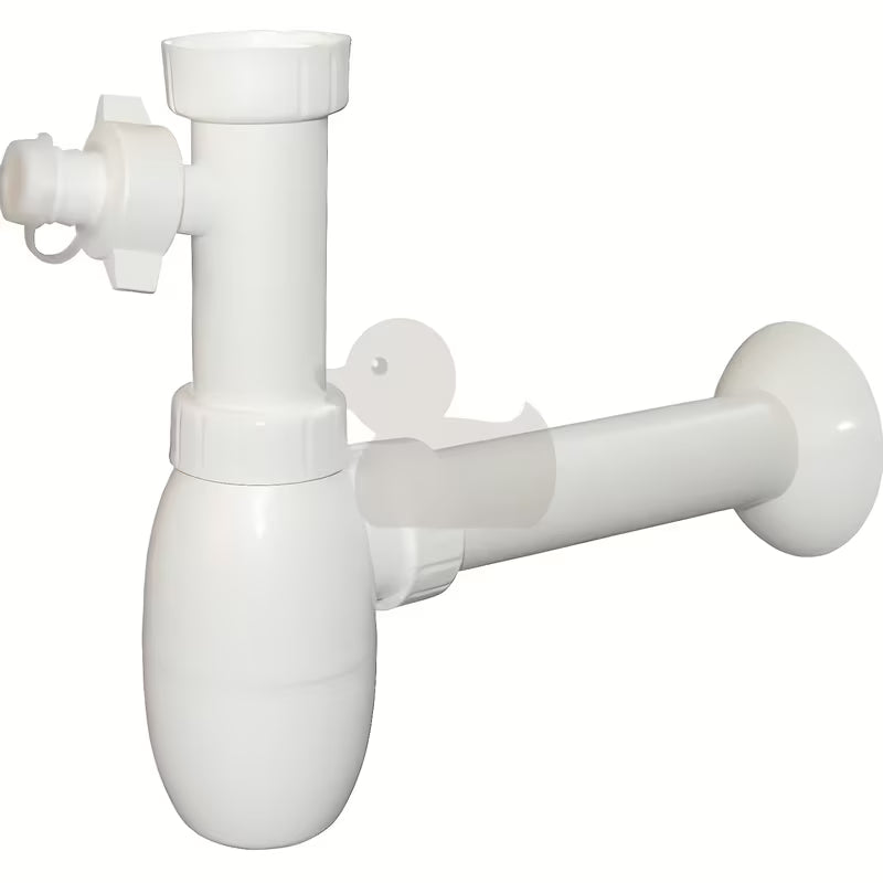 Bijeli sifon za sudoper sifon SIKO Multi s odvojkom, prikladan za jednoručnu slavinu s odvodom 5/4x40
