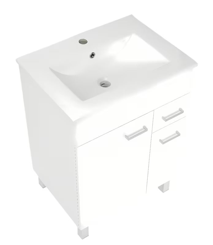 Bijeli ormarić s keramičkim umivaonikom Multi s ladicom, vratima i policom