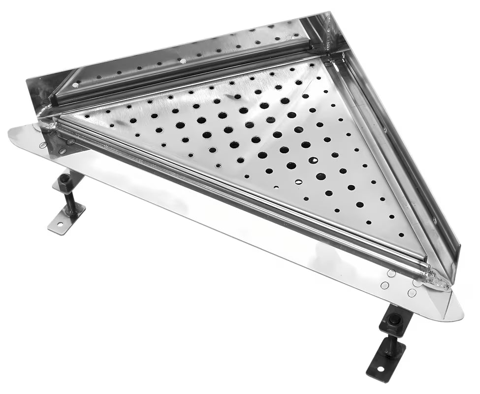 Kutni tuš kanalica Multi 30x30 cm od nehrđajućeg čelika s rešetkom i sifonom