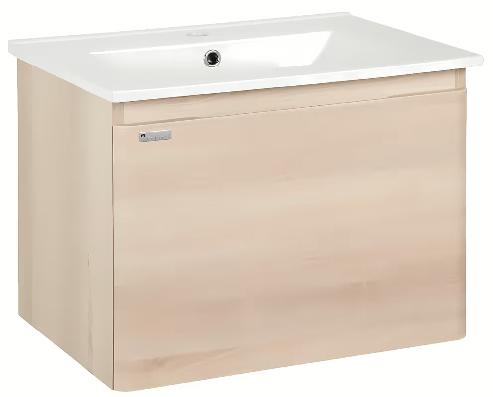 Viseća kupaonski ormarić s keramičkim umivaonikom Naturel Ancona u dekoru akacije 60 x 45 x 46 cm.