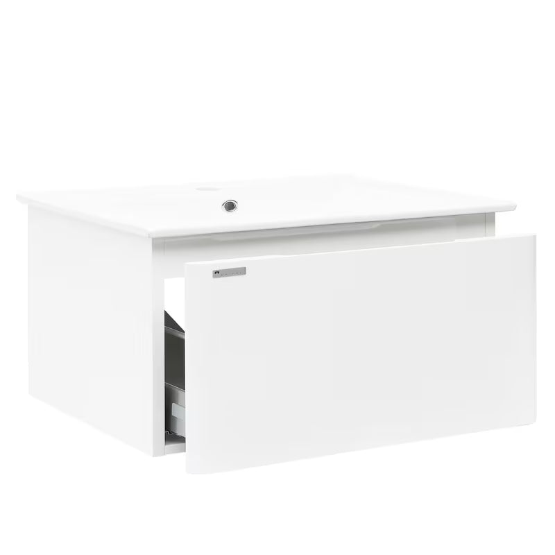 Viseća kupaonski ormarić Naturel Ancona s keramičkim umivaonikom u bijelom sjajnom finišu