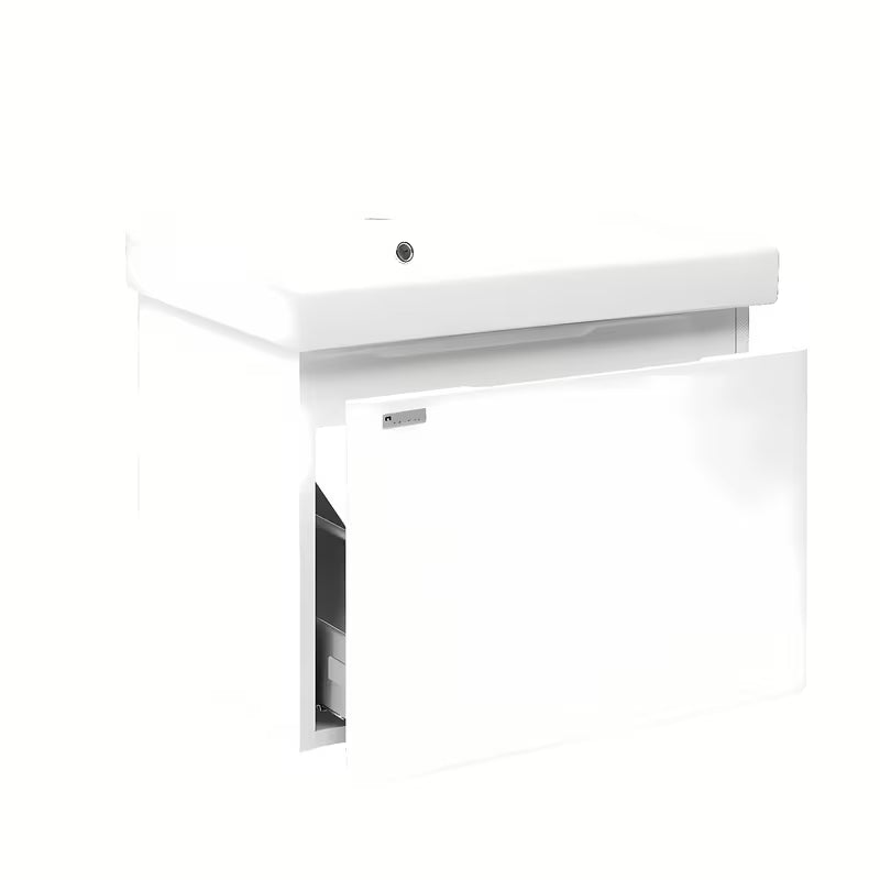 Viseća kupaonski ormarić s keramičkim umivaonikom Naturel Ancona u bijeloj boji sa sjajnom površinom