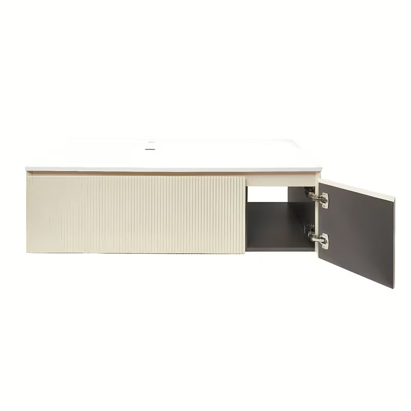 Viseća kupaonski ormarić s umivaonikom Naturel Austen 120x35x52 cm u mat bež boji