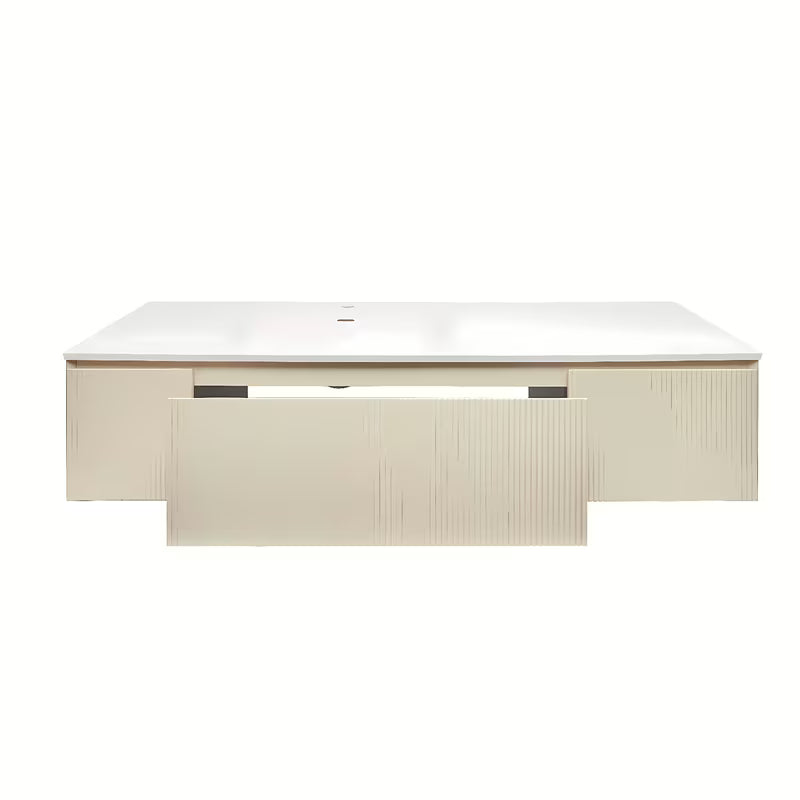 Viseća kupaonski ormarić Naturel Austen s umivaonikom od lijevanog mramora u mat bež boji