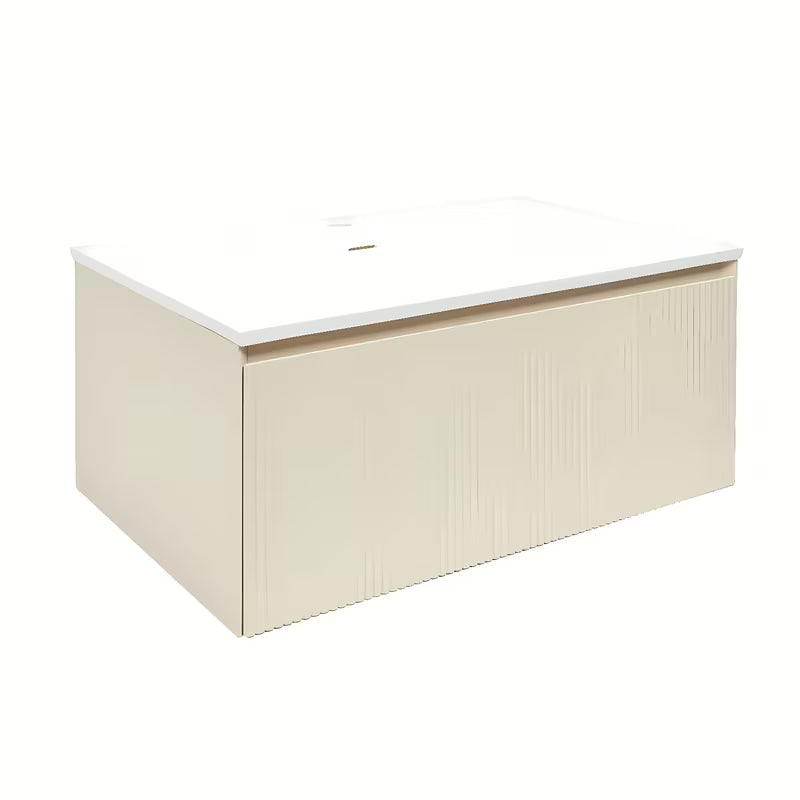 Mat bež viseća ormarić s umivaonikom Naturel Austen 80x35x52 cm s umivaonikom od lijevanog mramora.