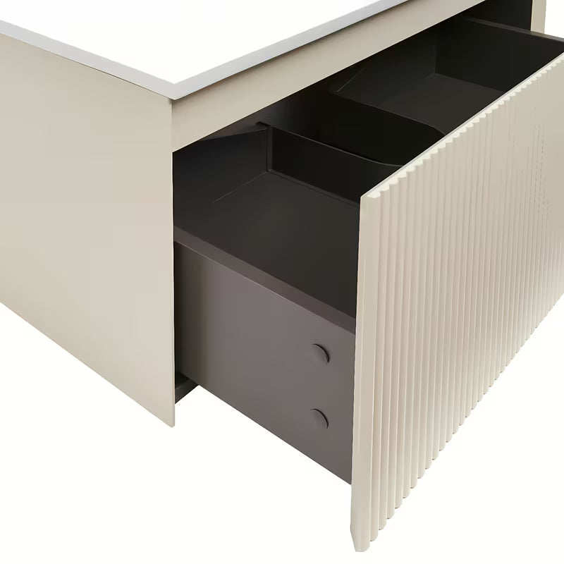 Mat bež viseća ormarić s umivaonikom Naturel Austen 80x35x52 cm s umivaonikom od lijevanog mramora.