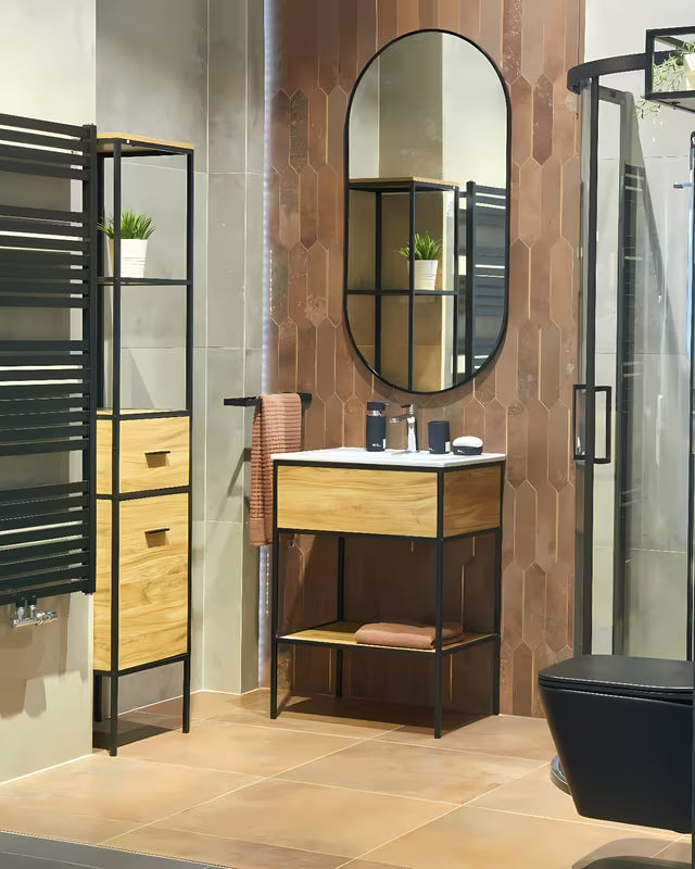 Ovalno ogledalo Naturel B-Way 40x80 cm u crnoj boji