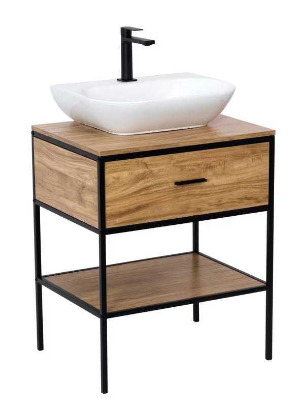 Ormarić ispod umivaonika Naturel Blackframe 60x73x46 cm u dekoru javora s crnim metalnim okvirom